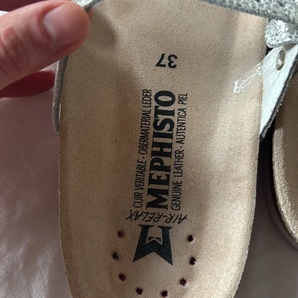 Mephisto Norie Silver Fiore Metallic Leather Sandal, 37 - Picture 7 of 7